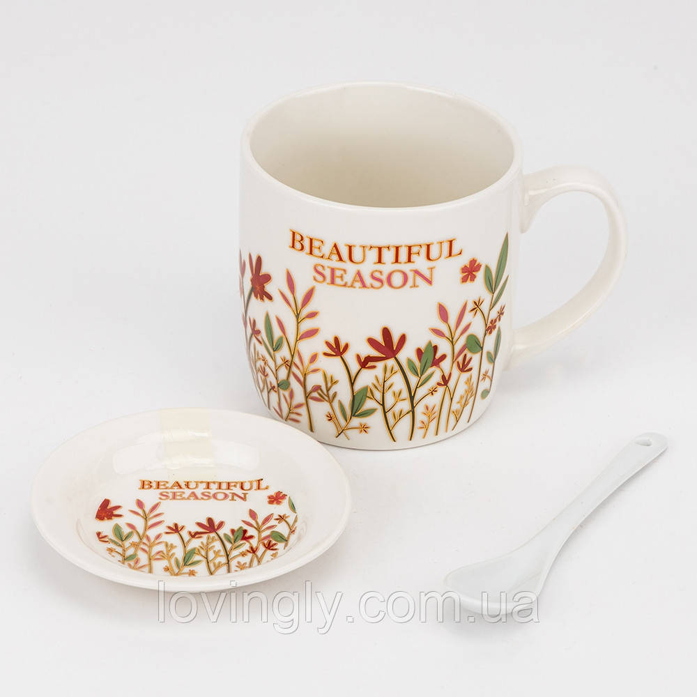 Подарочная чашка с блюдцем и ложкой - цветочный дизайн, яркая коробка, универсальный подарок женщине, маме, подруге Ирпень - изображение 12