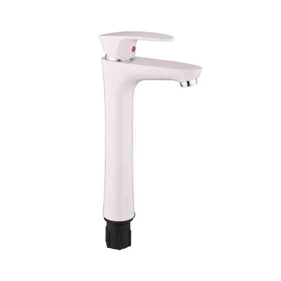 Змішувач для умивальника Plamix Cezar-001 HIGH SET White висота 29 см (з підведенням) з термопластика (PM0663) Чернівці