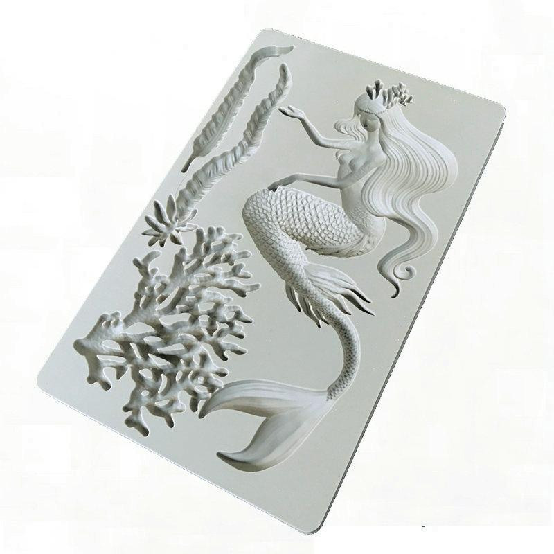 Молд силиконовый Русалка 19,8 на 12,5см серый Киев - изображение 4