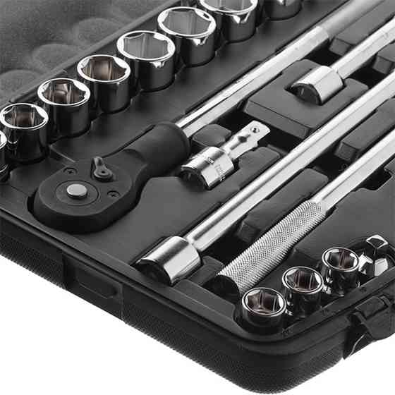 Набір інструментів, проф., 3/4", Cr-V, 20 од., головки: 19-50 мм, кейс INTERTOOL ET-6023 Київ