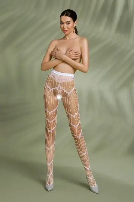Еротичні колготки-бодістокінг Passion ECO S006 white Львів - фото 8