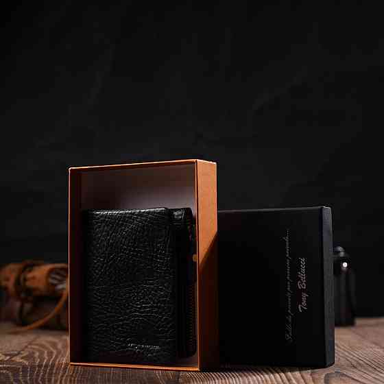 Маленький но вместительный кошелек из натуральной кожи Tony Bellucci 22021 Синий Киев