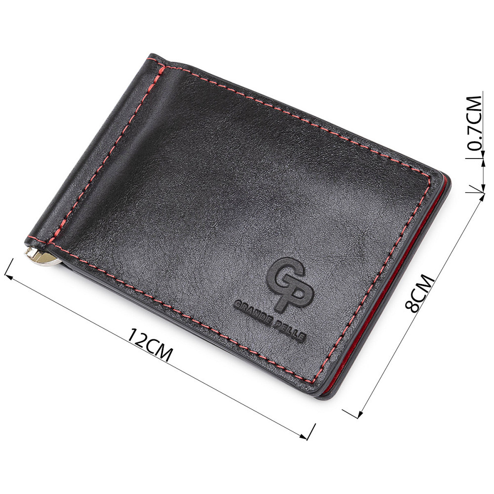 Шкіряний стильний затиск для грошей унісекс GRANDE PELLE 11541 Чорний Київ - фото 10