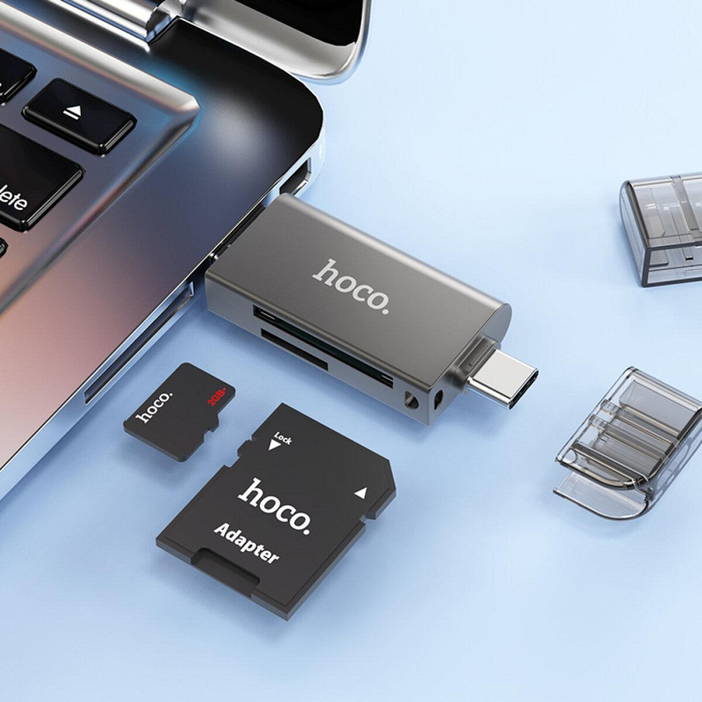 Хаб адаптер переходник HOCO HB39 USB/Type-C 3.0 high-speed card reader Metal Gray 6942007604819 Одесса - изображение 7