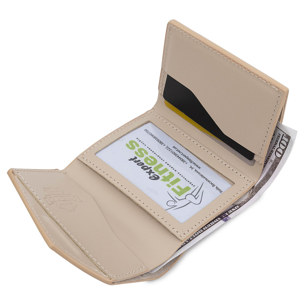 Женское компактное кожаное портмоне GRANDE PELLE 11520 Бежевый Киев - изображение 6