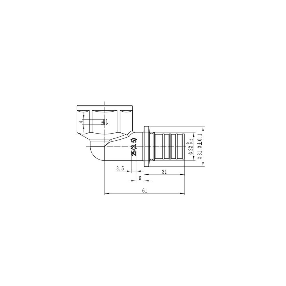 Кутник перехідний з ВР Koer KA.L10F-25 - 25(3.5mm) x 1"F (KR4879) Київ - фото 4