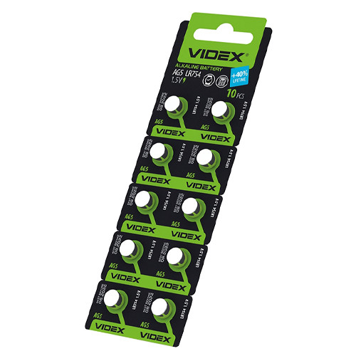 Батарейка таблетка 10шт AG5 LR754 LR48 Videx, лужна Вінниця - фото 1