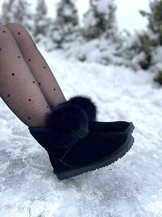 Угги жіночі OUQIDAGENI чорні замша натуральна висота 16 см (A1801-1) Коломия