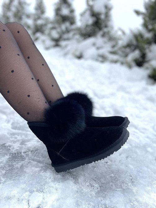 Угги жіночі OUQIDAGENI чорні замша натуральна висота 16 см (A1801-1) Коломия - фото 6