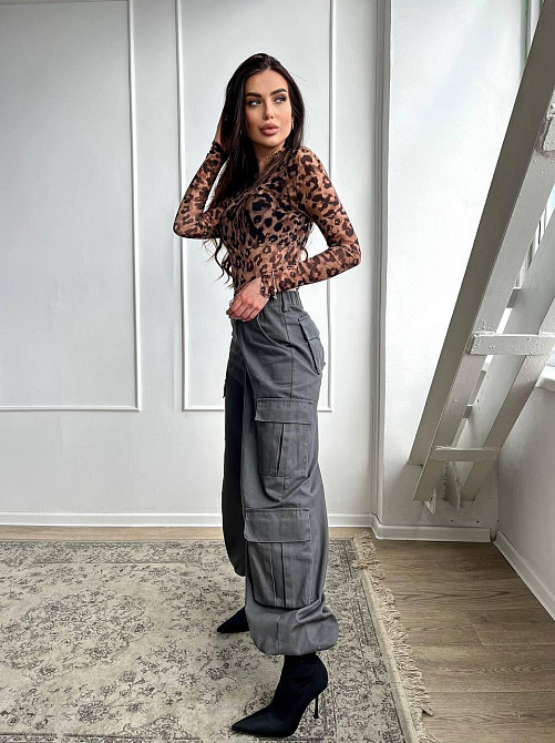 Жіночий напівпрозорий принтований боді зі стрейч сітки Одеса - фото 7