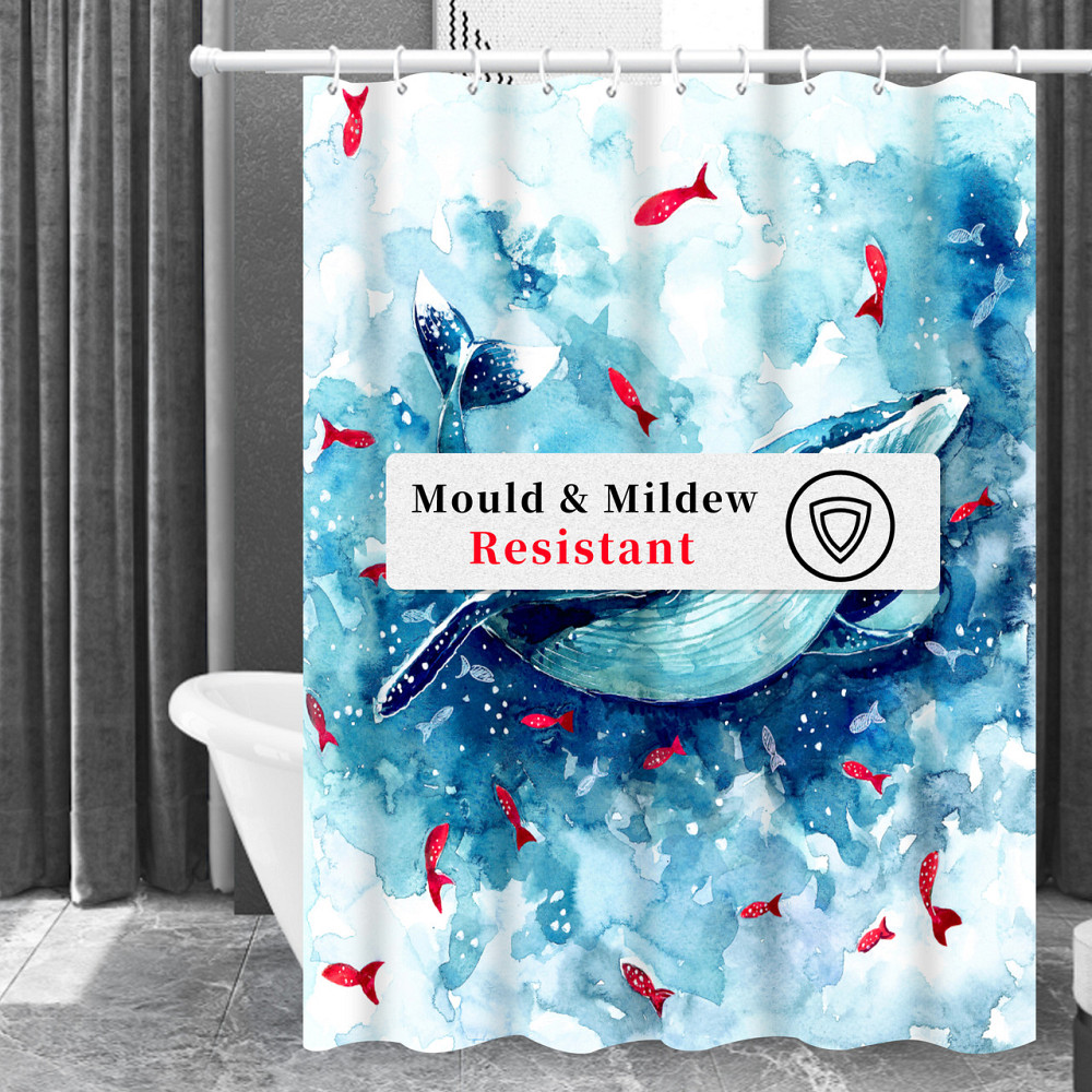 Шторка для ванны из полиэстера водонепроницаемая Bathlux 180x180 см с кольцами, занавеска для ванной комнаты Каменец-Подольский - изображение 7