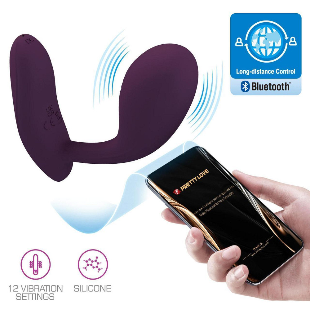 Вібратор PRETTY LOVE Baird Purple, 12 vibration functions Mobile APP Long-distance Control Sex Aura Київ - фото 2