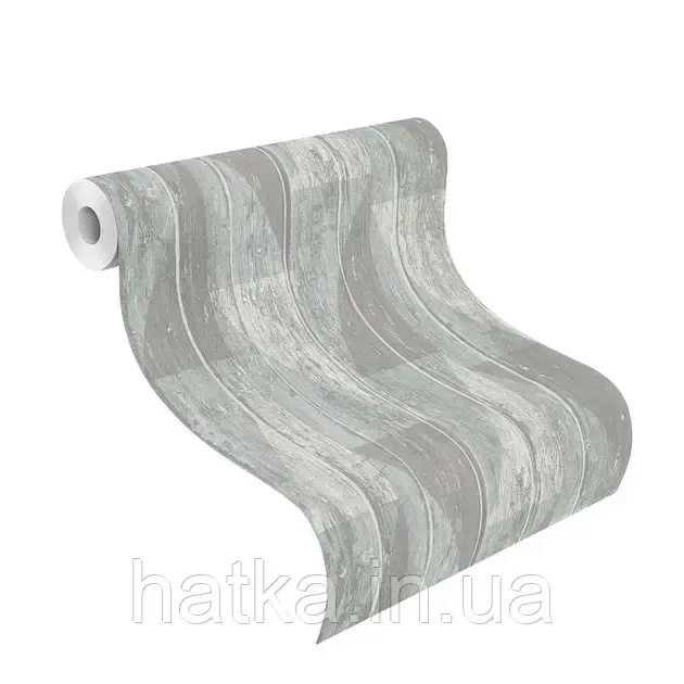 Шпалери вінілові на флізеліні Rasch Clasik 0,53х10 під дошку структурні сірі зелені Київ - фото 3