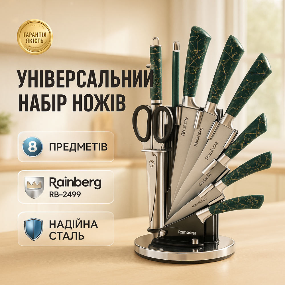 Набір ножів для готування, Якісний набір ножів з підставкою, Кухонні ножі для домашнього використання BG-45 Львів - фото 11