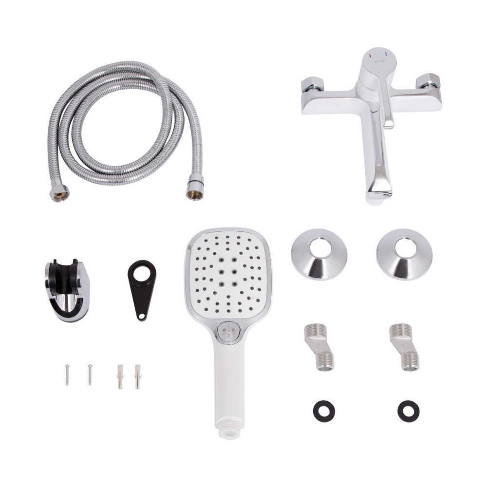 Змішувач для ванни Qtap Grand (з душовим гарнітуром) QTGRAWCR006 Chrome/White Київ - фото 7