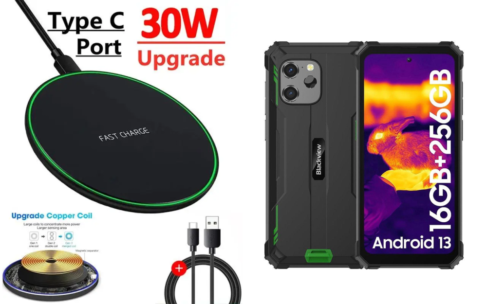 Бездротовий зарядний пристрій Copper до 30W для Blackview BV8900, BV8900 Pro, USB-C, LED Київ - фото 5