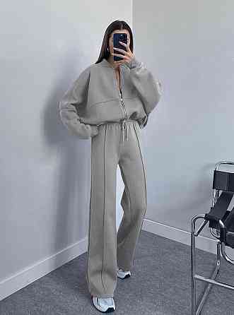 Женский базовый повседневный костюм двойка качественная турецкая двухнить Серый, 46/48 Одесса