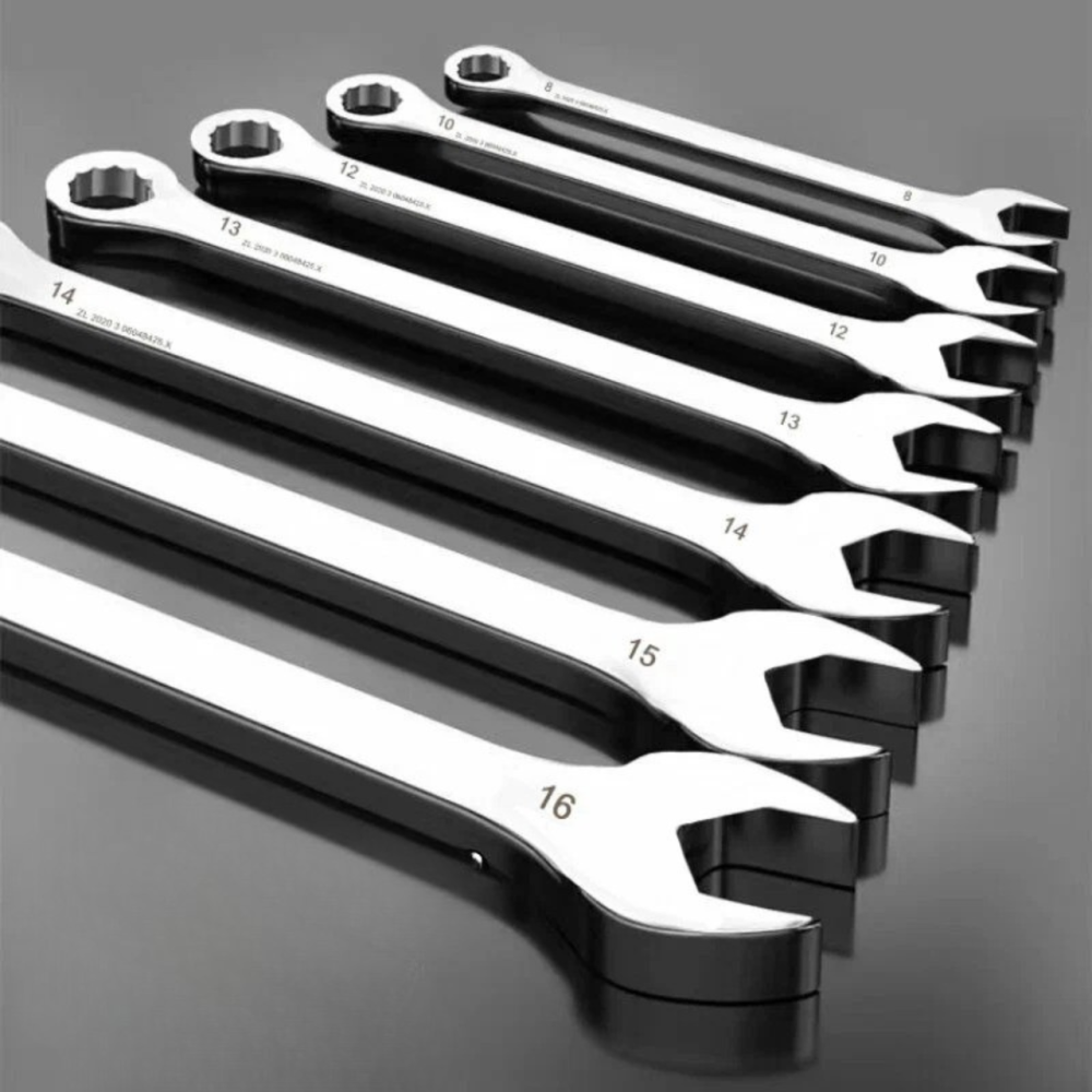 Набір рожково-накидних комбінованих ключів 15 шт, 8-24 мм, гайкові для ремонту, автомайстерень, гаража і будинку з чохлом Кам'янець-Подільський - фото 4