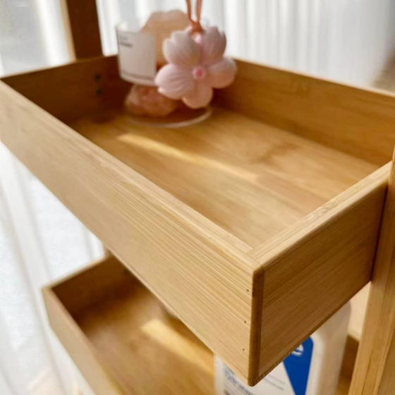 Многоуровневая полка для хранения из бамбука, полка бамбуковая для ванной комнаты, 28×18×84см Каменец-Подольский