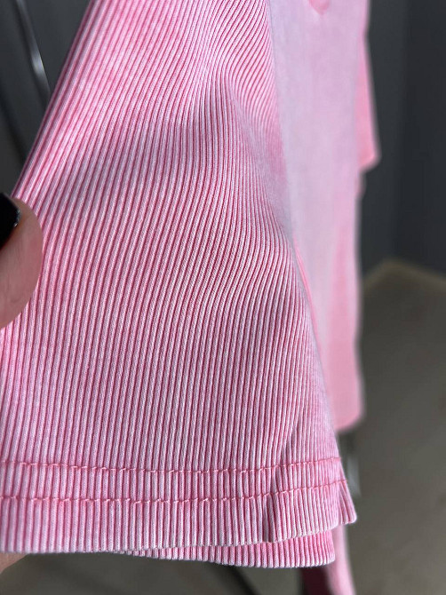 Футболка жіноча A-N 2747 варка тай-дай рубчик топ середня довжина базова one size, рожевий, one size Київ - фото 16