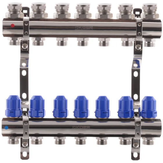 Колекторний блок з термостатичними клапанами Koer KR.1100-07 1"x7 ways (KR2633) Київ