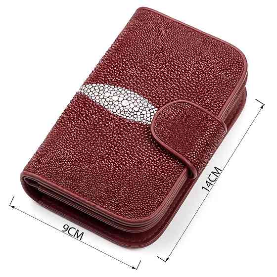 Кошелек женский STINGRAY LEATHER 18092 из натуральной кожи морского ската Бордовый Киев