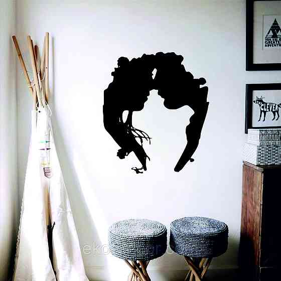 Декоративне настінне 3D Панно «Силует пари», Декор на стіну з об'ємом 90*78 см, Чорний Київ