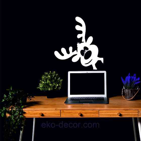 Декоративное настенное Панно «Олень», Декор на стену 70*70 см, Белый Киев