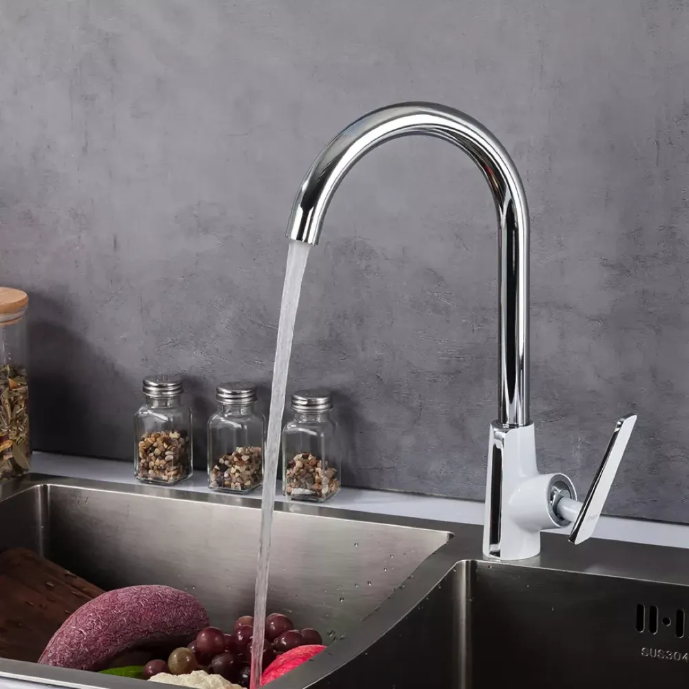 Змішувач для кухні Frap F4058 білий/хром Київ - фото 2