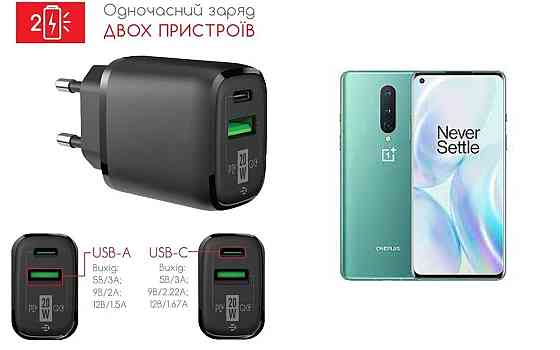 Сетевое зарядное устройство для OnePlus 8, 8 Pro, 8T, 20W 3A, Quick Charge 3.0 Киев