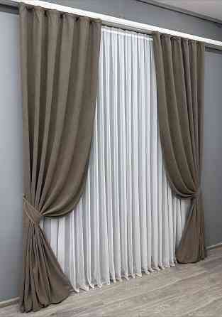 Комплект готових штор VR-Textil Мікровелюр Petek YL № 1707ш Какао 100х270 см 2 шт (31-0055) Київ