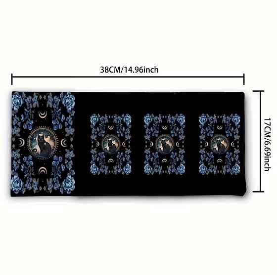 Мішечок для карт таро з принтом чорного кота, сумка для зберігання карт таро і оракулів 38×17 см Київ