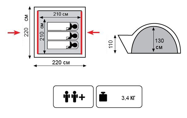 Палатка трехместная Tramp Lite Wonder 3 Київ - фото 2