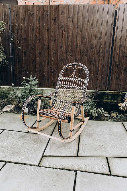 Кресло качалка с натурального ротанга | Кресло-качалка для сада | кресло качалка деревянная​​​​​​​ Киев - изображение 2