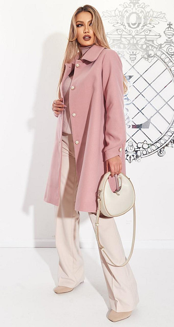 Розовое пальто А силуєта (48) Київ - фото 7