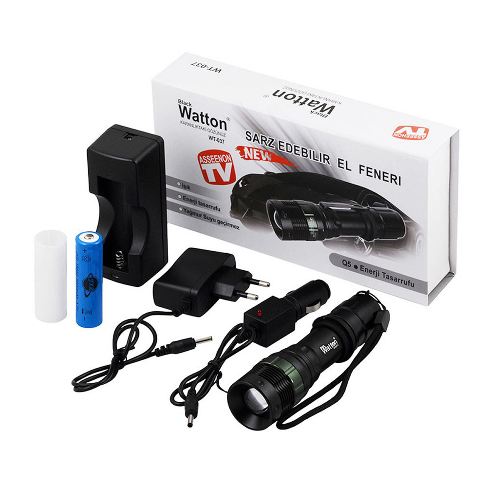 Аккумуляторный металлический тактический светодиодный фонарь Watton WT-037 ударопрочный фонарик Каменец-Подольский - изображение 4