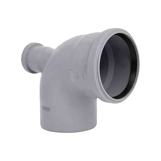 Колено канализационное с отводом TA Sewage 50х110х110, 90° (назад) Киев