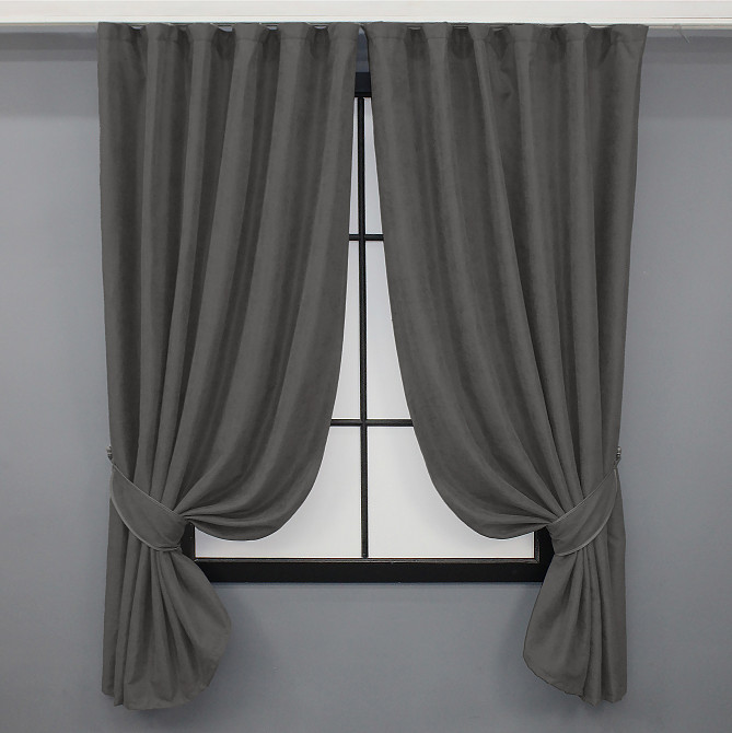 Комплект коротких штор VR-Textil Мікровелюр Petek № 1484ш Сірий 130х170 см 2 шт (35-0218) Київ - фото 1
