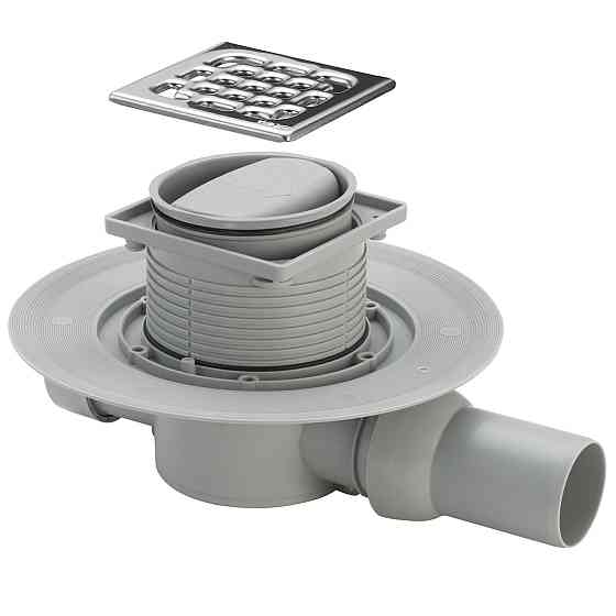 Трап з сухим затвором VIEGA ф50, нерж., решiтка 100*100, горизонт.  583217 Киев