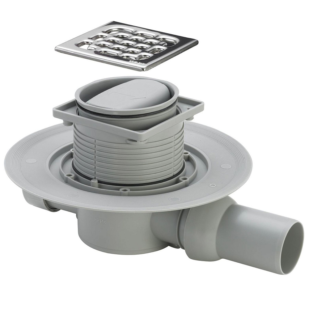 Трап з сухим затвором VIEGA ф50, нерж., решiтка 100*100, горизонт.  583217 Тернополь - изображение 1