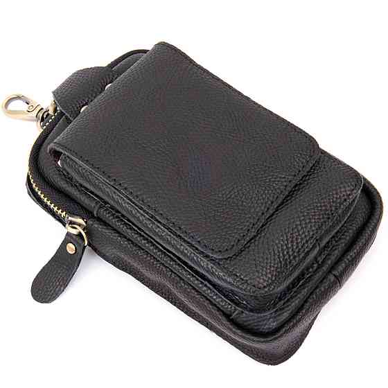 Сумка унісекс на пояс на одне відділення Vintage 20418 Чорна Київ