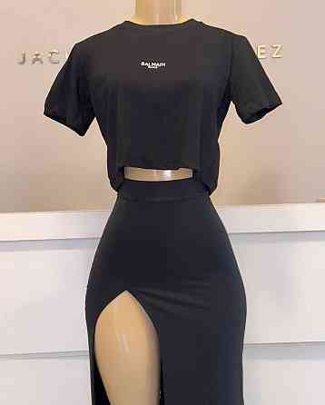 Женский летний костюм двойка: топ и юбка с вырезом вискоза 46/48 Одесса