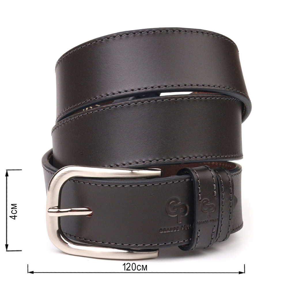Красивий чоловічий ремінь із натуральної шкіри Коричневий (GRANDE PELLE) Київ - фото 7
