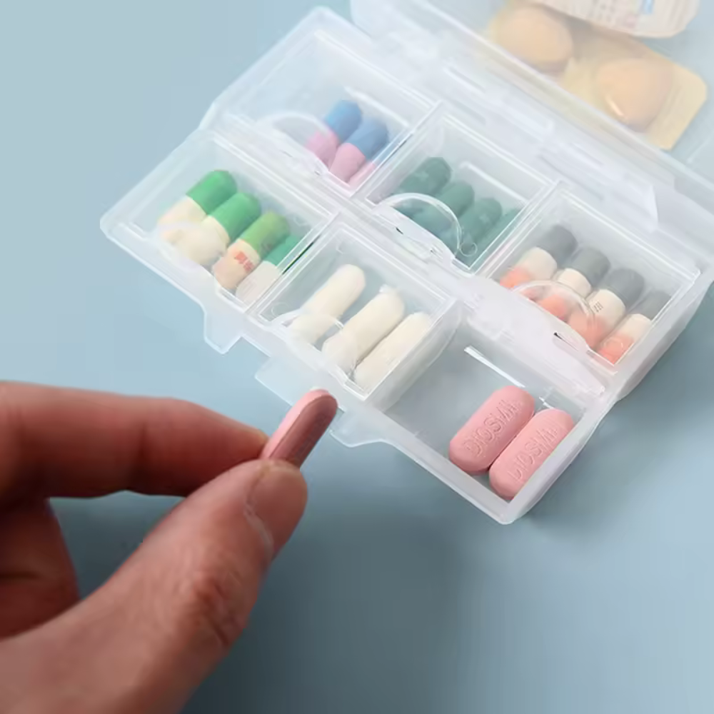 Контейнер для лекарств и таблеток, бокс для мелочей, пластиковый органайзер для хранения, 10×10×5см, цвет Blue Каменец-Подольский - изображение 4