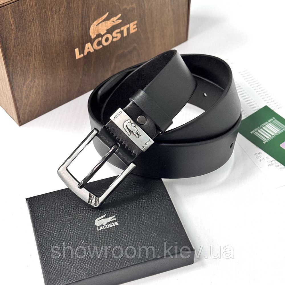 Чоловічий подарунковий набір ремінь та портмоне в дерев'яній коробці Lacoste (983) Київ - фото 8