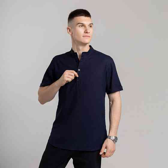 Чоловіча сорочка з коротким рукавом темно-синя Pobedov Molodist' Київ