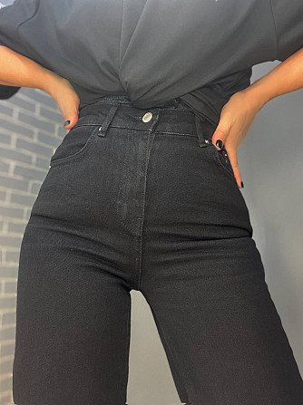 Джинсы женские Twin 1300 палаццо straight fit стрейчевые ровные от бедра черные, черный, 36, 36, 76  Одесса - изображение 7