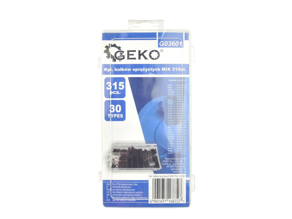 РемНабір штифтів "GeKo" пружинних циліндичних, комплект: 30 розмірів -   315 штук Київ - фото 4
