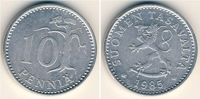 Монета 10 Пенні Фінляндія Алюміній 1985.(БЖ) Полтава - фото 1