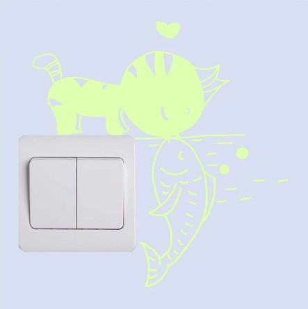 Світна наклейка на вимикач "Кіт" - 15*15см Київ - фото 3